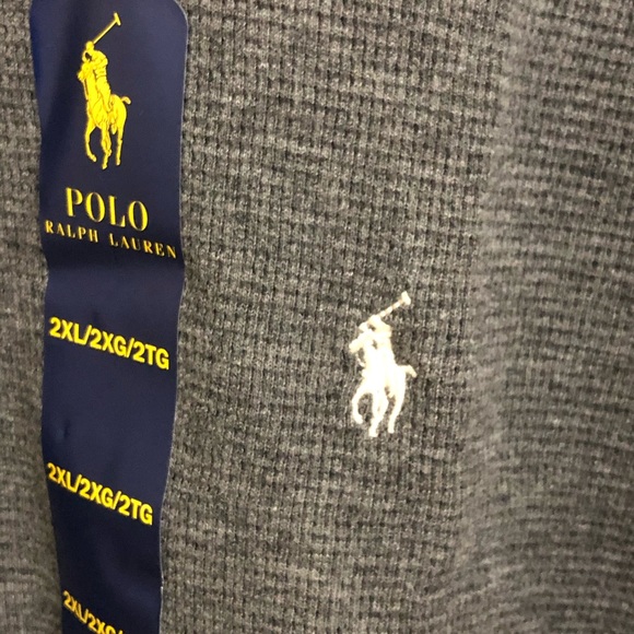 Polo Waffle Knit Long Sleeve Crew Neck Tee - Picture 4 of 6